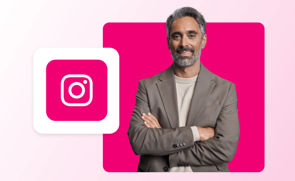 Male realtor confidently posing with Instagram logo