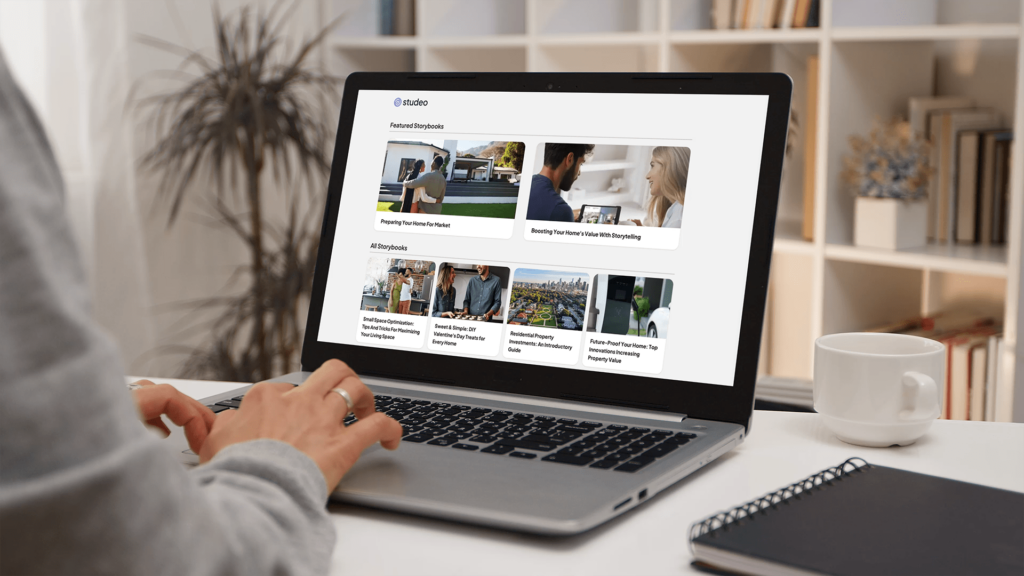 Woman viewing a Studeo shelf on laptop