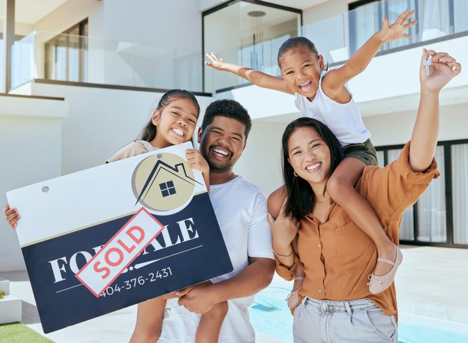 Happy family sold sign
